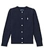 Color:Hunter Navy - Image 1 - Childrenswear Little Girls 2T-6X Cable-Knit Cardigan Sweater