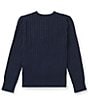 Color:Hunter Navy - Image 2 - Childrenswear Little Girls 2T-6X Cable-Knit Cardigan Sweater