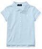 Color:Elite Blue - Image 1 - Childrenswear Little Girls 2T-6X Mesh Polo Shirt