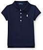 Color:French Navy - Image 1 - Childrenswear Little Girls 2T-6X Mesh Polo Shirt