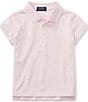 Color:Hint of Pink - Image 1 - Childrenswear Little Girls 2T-6X Mesh Polo Shirt