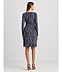 Color:nvy/crm/pk - Image 5 - Ralph Lauren Floral Stretch Jersey Surplice V-Neck Pleated Long Sleeve A-Line Dress