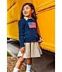 Polo Ralph Lauren Little Girls Intarsia American Flag Knit Sweater, Color:Hunter Navy - Image 2