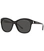 Color:Shiny Black - Image 1 - Women's Rl8190q 55mm Oval Sunglasses