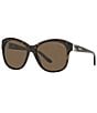 Color:Dark Havana - Image 1 - Women's Rl8190q 55mm Oval Sunglasses