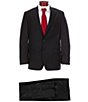 Color:Black - Image 1 - Solid Classic Fit Flat Front Trouser Wool Suit