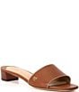 Color:Deep Saddle Tan - Image 1 - Fay Tumbled Leather Slide Sandals