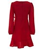 Color:Red - Image 2 - Big Girls 7-16 Lurex Knit Faux Glitter Wrap Dress
