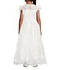 Color:White - Image 2 - Big Girls 7-16 Scalloped Embroidered Mesh Gown