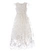 Color:White - Image 4 - Big Girls 7-16 Scalloped Embroidered Mesh Gown