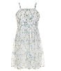 Color:Ivory - Image 2 - Big Girls 7-16 Sleeveless Denim Vest & Sleeveless Floral Fit-And-Flare Dress Set