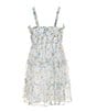 Color:Ivory - Image 4 - Big Girls 7-16 Sleeveless Denim Vest & Sleeveless Floral Fit-And-Flare Dress Set