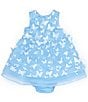 Color:Blue - Image 1 - Baby Girls 12-24 Months Sleeveless Three-Dimensional-Butterfly-Appliqued Fit-And-Flare Dress