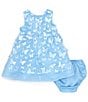 Color:Blue - Image 2 - Baby Girls 12-24 Months Sleeveless Three-Dimensional-Butterfly-Appliqued Fit-And-Flare Dress