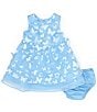 Color:Blue - Image 3 - Baby Girls 12-24 Months Sleeveless Three-Dimensional-Butterfly-Appliqued Fit-And-Flare Dress