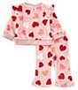 Rare Editions Baby Girls Long Sleeve Heart-Printed Sweatshirt & Matching Heart-Printed Flare-Leg Jogger Pant Set, Color:Pink - Image 2