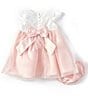 Color:Blush - Image 2 - Baby Girls 3-24 Months Color Block Mikado-Bodice/Mesh-Skirted Fit-And-Flare Dress
