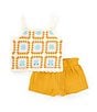 Color:Mustard - Image 1 - Baby Girls 3-24 Months Crocheted Tank Top & Solid Gauze Shorts Set