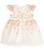 Color:Ivory - Image 2 - Baby Girls 3-24 Months Floral Embroidered Flutter Sleeve Mesh Dress