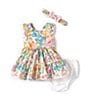 Color:Peach - Image 1 - Baby Girls 3-24 Months Flutter Sleeve Floral-Printed Woven Fit-And-Flare Dress