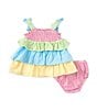 Color:Fuchsia - Image 2 - Baby Girls 3-24 Months Sleeveless Color Block Seersucker Empire-Waist Dress