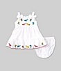 Color:White - Image 1 - Baby Girls 3-24 Months Sleeveless Floral-Embroidered Gauze Fit-And-Flare Dress