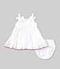 Color:White - Image 2 - Baby Girls 3-24 Months Sleeveless Floral-Embroidered Gauze Fit-And-Flare Dress