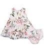 Color:Pink - Image 2 - Baby Girls 3-24 Months Sleeveless Floral/Butterfly-Printed Organza Fit-And-Flare Dress