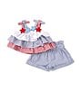 Color:Blue - Image 1 - Baby Girls 3-24 Months Sleeveless Solid/Checked Americana Tank Top & Short Set