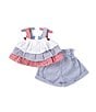 Color:Blue - Image 2 - Baby Girls 3-24 Months Sleeveless Solid/Checked Americana Tank Top & Short Set