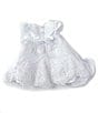 Color:White - Image 2 - Baby Girls 3-24 Months Solid Satin/Embellished Embroidered Skirted Dress, Panty & Flower Headband Set