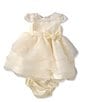 Color:Ivory - Image 1 - Baby Girls 3-24 Months Stretch Lace Illusion Tiered Organza Dress