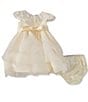 Color:Ivory - Image 2 - Baby Girls 3-24 Months Stretch Lace Illusion Tiered Organza Dress