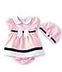 Color:Pink - Image 1 - Baby Girls 3-24 Months Twill Sailor Cap Sleeve Dress & Hat