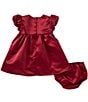 Rare Editions Baby Girls Bubble Sleeve Bow Accent Satin Dress - Image 2