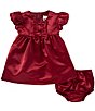 Rare Editions Baby Girls Bubble-Sleeve Bow-Accented Satin Dress - Image 1