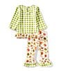 Rare Editions Baby Girls Printed Check Pumpkin Top And Matching Printed Legging Set, Color:Olive - Image 2