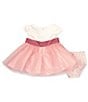Color:Pink - Image 3 - Bbay Girls Newborn-24 Months Short Cap Sleeve Satin Bodice and Mesh Skirted Dress