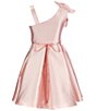 Color:Blush - Image 2 - Big Girls 7-16 Asymmetrical-Neckline Fit-And-Flare Mikado Dress