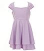 Rare Editions Big Girls Cap-Sleeve Tiered Fit & Flare Dress, Color:Lilac - Image 1
