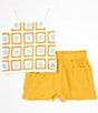 Color:Mustard - Image 1 - Big Girls 7-16 Crocheted Tank Top & Solid Gauze Shorts Set