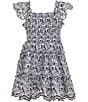 Rare Editions Big Girls Eyelet Flutter Sleeve Smocked Scallop Hem Dress, Color:White - Image 1