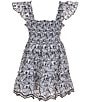 Rare Editions Big Girls Eyelet Flutter Sleeve Smocked Scallop Hem Dress, Color:White - Image 2