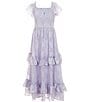 Color:Lavender - Image 1 - Big Girls 7-16 Flutter Sleeve Burnout Chiffon Long Dress