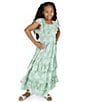 Rare Editions Big Girls Flutter-Sleeve Floral-Burnout Chiffon Tiered Long Dress, Color:Sage - Image 5