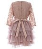Color:Blush - Image 2 - Big Girls 7-16 Glitter Stretch Lace Tiered Mesh Dress