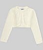 Color:Ivory - Image 1 - Big Girls 7-16 Long-Sleeve Beaded/Faux-Pearl-Accented Cardigan