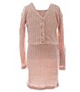Color:Blush - Image 1 - Big Girls 7-16 Long-Sleeve Chenille Cardigan & Matching Sleeveless Shift Dress 2-Piece Set