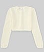 Color:Ivory - Image 2 - Big Girls 7-16 Long Sleeve Crocheted-Knit Cardigan