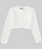 Color:White - Image 1 - Big Girls 7-16 Long Sleeve Crocheted-Knit Cardigan